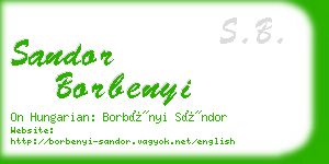 sandor borbenyi business card